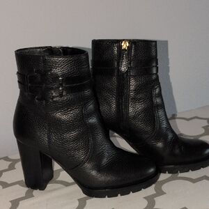 Tory Burch Black Textured Heeled Boots